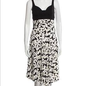 A.L.C. Printed Midi Length Dress black and white